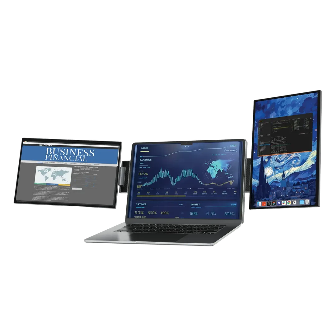 [PWM3S3BK] شاشة Powerology SkyFold المحمولة المزدوجة 14 بوصة للابتوب