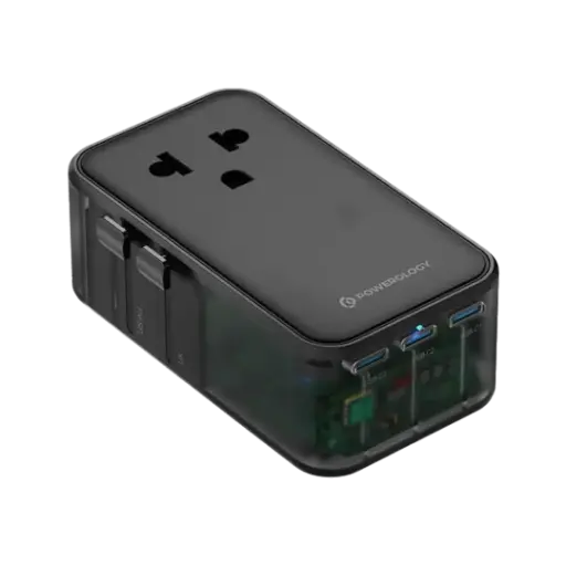 [PWCUQC072BK] Powerology Marco Polo Ultra-Slim GaN III Travel Adapter - Black
