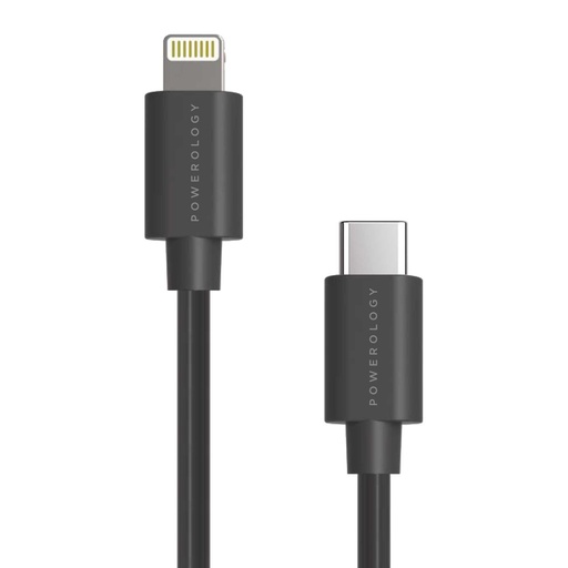 [P025BCL] Powerology Data Sync & Fast Charge USB-C to Lightning Cable - (0.25m/0.8ft)
