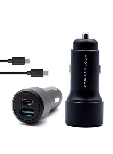 [PQCPDCCCBK] Powerology Ultra-Quick Car Charger with USB-C Cable