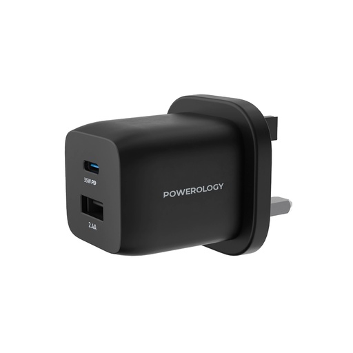 [PWCUQC005-U] Powerology Dual Port Ultra-Compact Quick GaN Charger 	