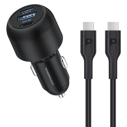 [PCCSR007-C] Powerology Ultra-Quick Car Charger 130W with 0.9m/3ft Type-C To Type-C Cable