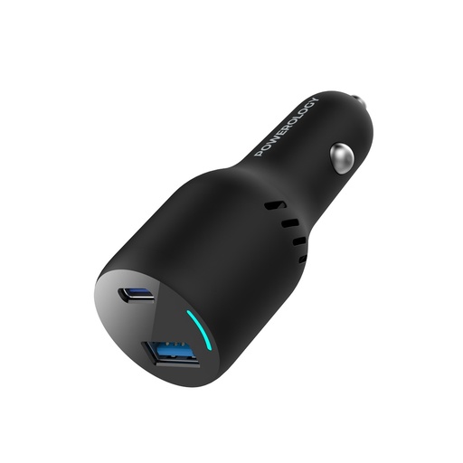 [PCCSR013] Powerology 65W PD + QC3.0 LED Dual Ports Car Charger - Black