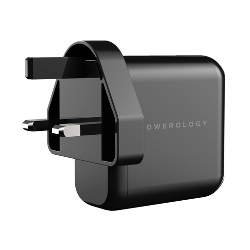 [P65PDWUKBK] Powerology 3-Port 65W GaN Charger with PD UK - Black
