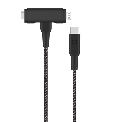 Powerology MFI Braided Type-C to Type-C and Lightning 2in1 C94 Cable 1.2M