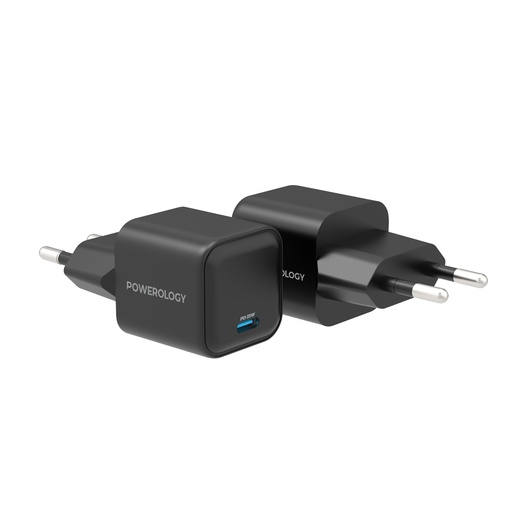 [P35WSPCEU] Powerology 35W Single Port Type-C GaN Charger with EU Plug - Black