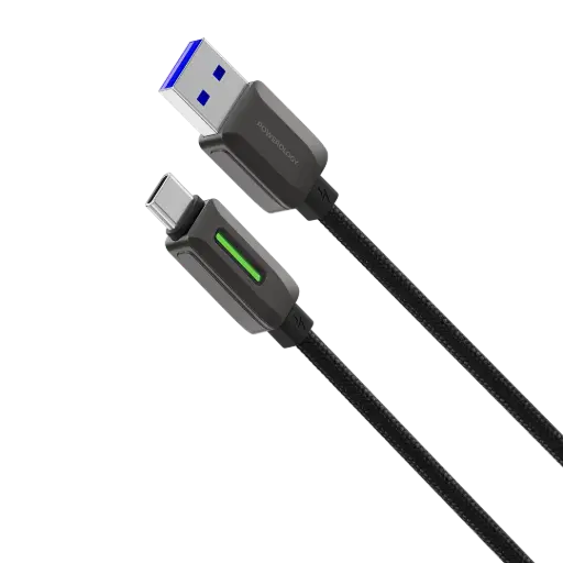 [PCABXGH122BK] كابل باورولوجي 12W محبوك من USB-A إلى USB-C - أسود