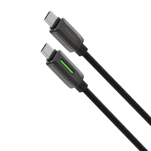 [PCABXGH123BK] كابل باورولوجي 60W محبوك من USB-C إلى USB-C - أسود