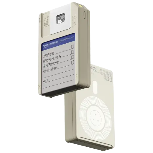 [PPBCHA97WH] باورولوجي فلوبي ديسك ريترو باور بانك 10000mAh ماغسيف - أبيض