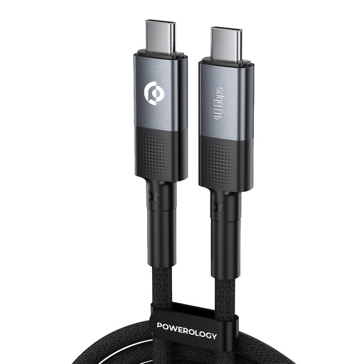 [PCAB009-GY] Powerology Braided 240W USB 4.0 Type-C to Type-C Fast Charging Cable 2M - Grey
