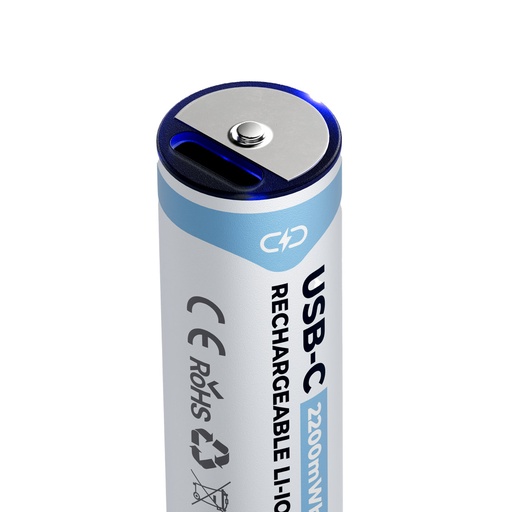 [PAAV2RBT] Powerology 1.5V Type-c Rechargeable Lithium-ion Battery AA Battery 2200mWh 4pcs per Pack