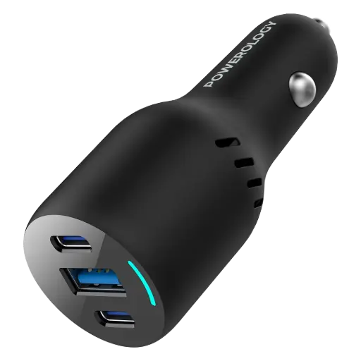 [PCCSR014] Powerology PD65W + PD20W + QC18W LED Triple Ports Car Charger - Black