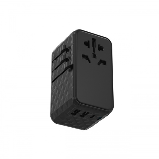 [P140WPDBK] Powerology Universal Adapter 140W X2 Type C port and X2 USB A 15W port - Black