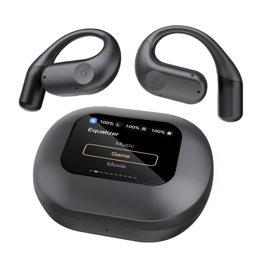 [PWLAU007] Powerology Air Conduction ENC TWS Earbuds and Charging Case with Display 60mAh - Black