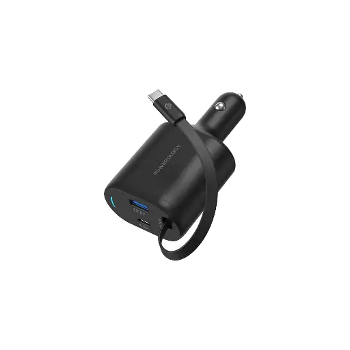 [PCCSR018] Powerology Type-C Retractable Car Charger 70W - Black