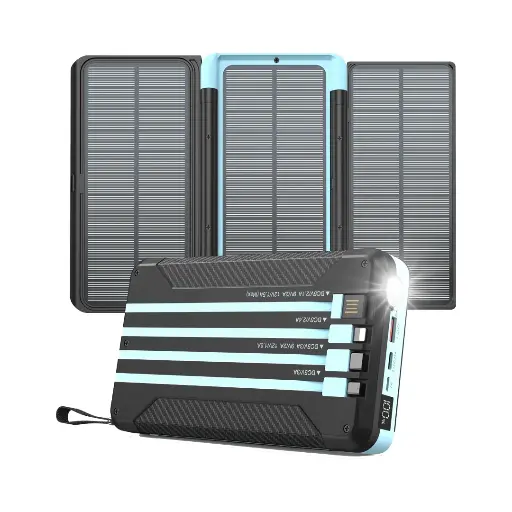 [PPBCHA70-BK] Powerology 16000mAh Solar Multi-Cable Power Bank - Black