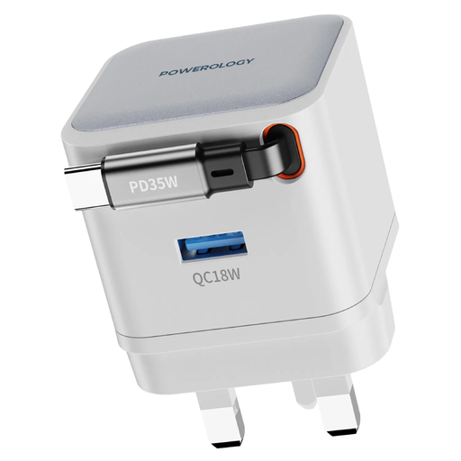 Powerology Single Output | Retractable GaN Charger