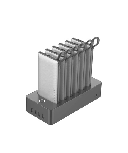 [PTWSEGY] Powerology 6 in 1 10000mAh Power Bank Station with Built-in Lightning, Micro USB, Type-C Cable