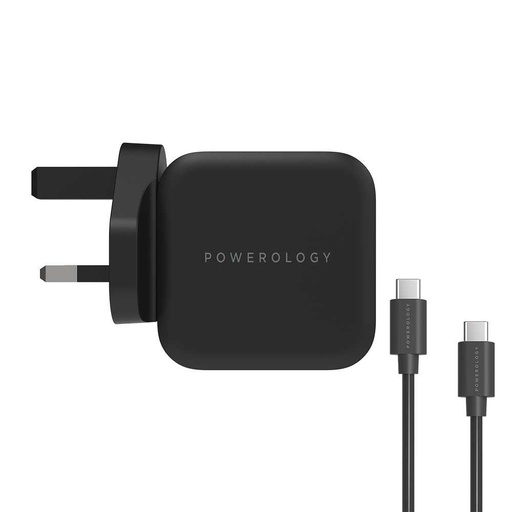 [P61PDWUKCBK] Powerology GaN Charger Includes Fast Charging USB-C Cable