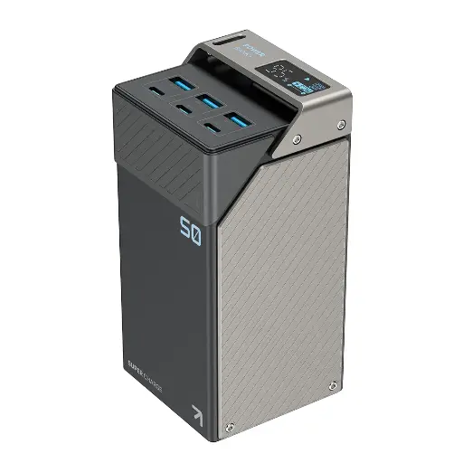 [PPBCHA68-BK] Powerology 50000mAh Power Bank 65W 3×PD Type-C and 3×USB-A - Black