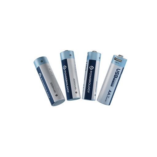 [PRUBAA4] Powerology USB-C Rechargeable Lithium-Ion AA Battery