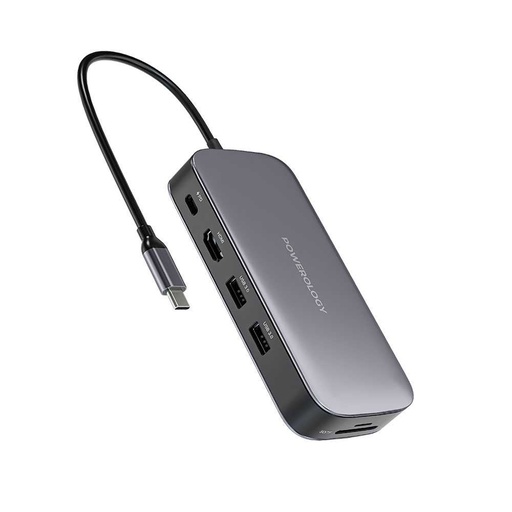 [PWSDHB512] Powerology 512GB USB-C Hub & SSD Drive All-in-one Connectivity & Storage PD 100W - Gray