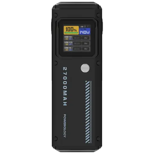 [PPBCHA83] باورولوجي باور بانك 27000mAh مع شاشة ذكية - أسود