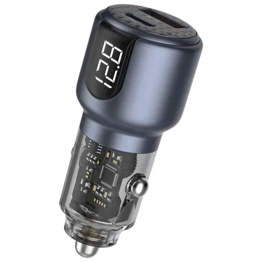 Green Lion Dual Port Car Charger PD+QC 75W - Gray
