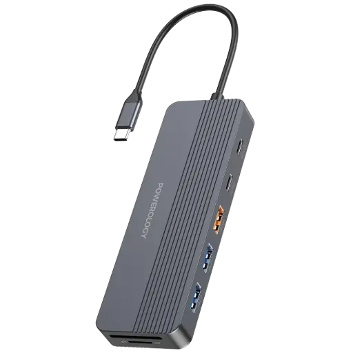 [PWYSTC8721GY] Powerology 12-in-1 USB-C Multi-Port HUB - Gray