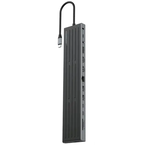 [PWDC4DBBK] Powerology Nexis 13-in-1 Multi-Display USB-C Hub & Laptop Stand - Black