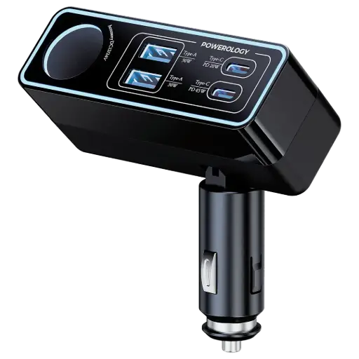 [PWDA58BK] Powerology Brio 125W Multi-Port Car Charger - Black