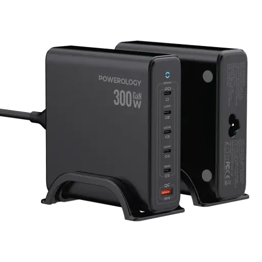 [PWGAN300WBK] Powerology Volt-X GaN 300W Smart Desktop Charger - Black