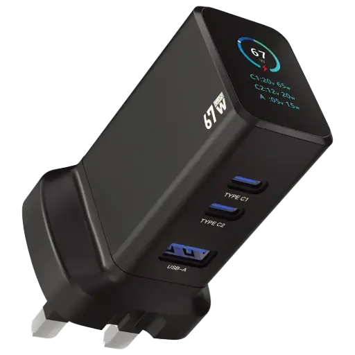 [PWC2417BK] Powerology GaNex 67W Multi-Port Adapter - Black