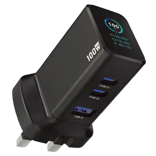 [PWC2418BK] Powerology GaNex 100W Multi-Port Adapter - Black