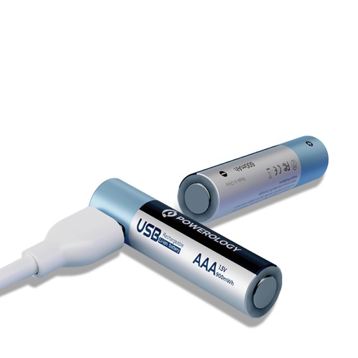 [PRUBAAA4] Powerology AAA USB Rechargeable Battery (4pc pack)