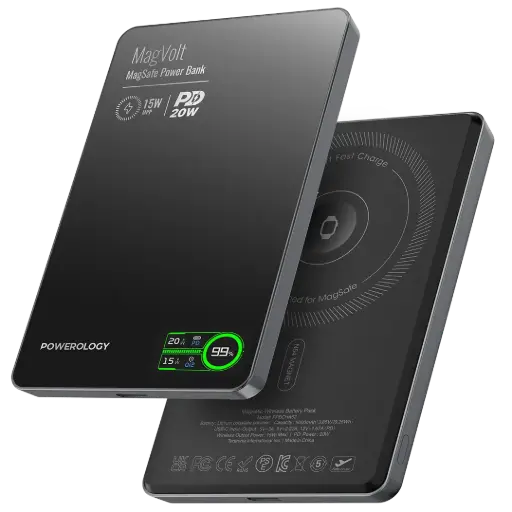  باورولوجي ماجفولت باور بانك مغناطيسي 5000mAh - أسود