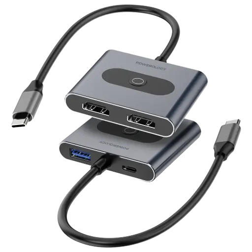 [PWFX2508AGY] Powerology 4-In-1 USB-C Multi-Function Hub - Gray