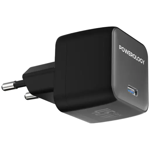 Powerology QX 45W Pocket-Sized GaN Adapter - Black