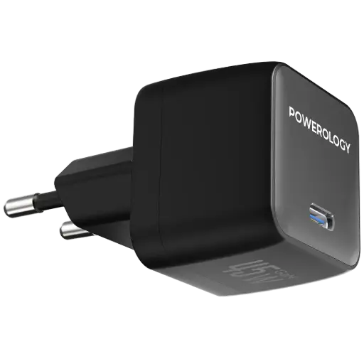Powerology QX 45W Pocket-Sized GaN Adapter - Black