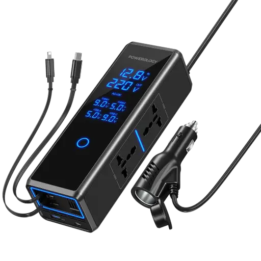 [PWCPI300WBK] Powerology 300W x2 AC Socket Car Power Inverter - Black