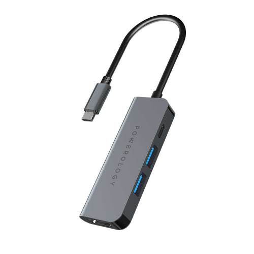 [P4CHBGY] Powerology 4 in 1 USB-C Hub with HDMI and USB 3.0