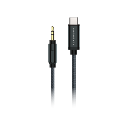[P12CAUGY] Powerology Braided Audio Type-C to 3.5mm AUX Cable - 1.2m / 4ft