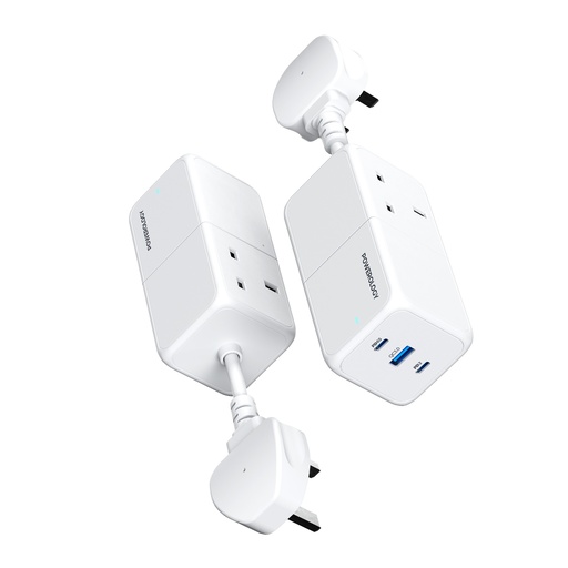 [PWPS65W-WH] Powerology 65W USB Power Strip with Dual Power Sockets